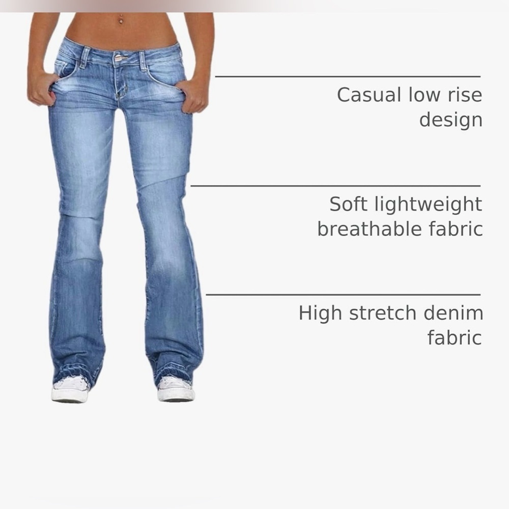Flamingals Low Rise Boot Cut Jeans for Women Butt Lifting Western Pants M - Picture 3 of 15